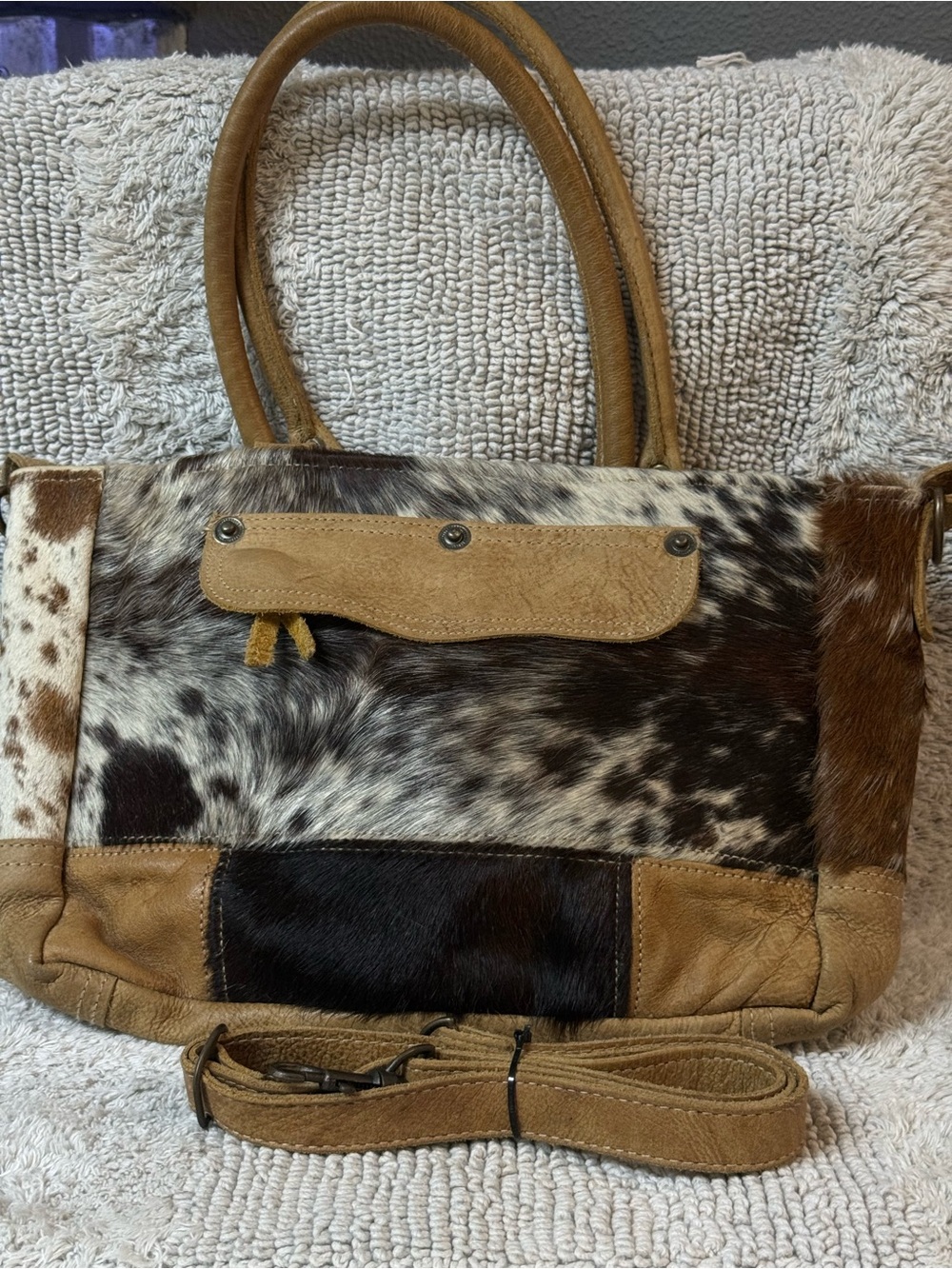 Chile & Lex Hand-Held Brown Multi-Tone Cowhide Leather Tote